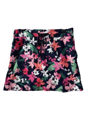 Speedo Womens Floral Swim Skort With Built-In Shorts Navy Pink M